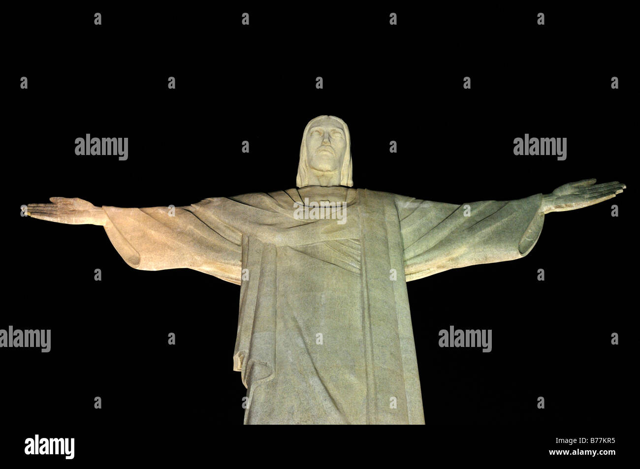 Statua di Cristo di notte, Rio de Janeiro, Brasile, Sud America Foto Stock