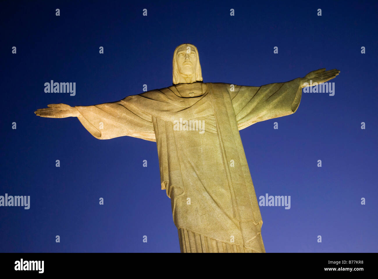 Statua di Cristo di notte, Rio de Janeiro, Brasile, Sud America Foto Stock