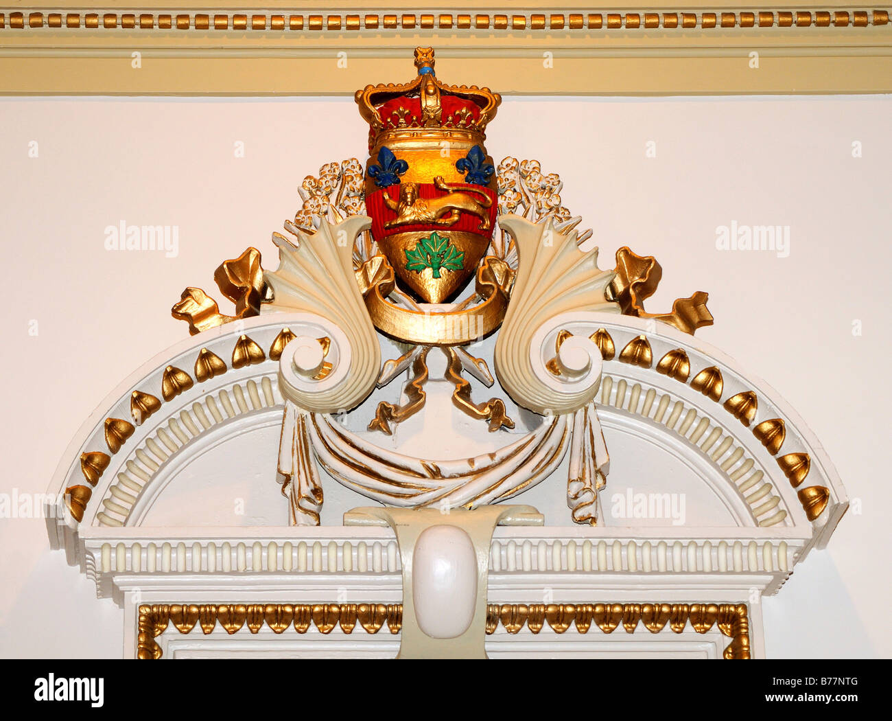 La decorazione parietale nella hall del palazzo del parlamento, Hotel du parlement, Québec, Canada, America del Nord Foto Stock