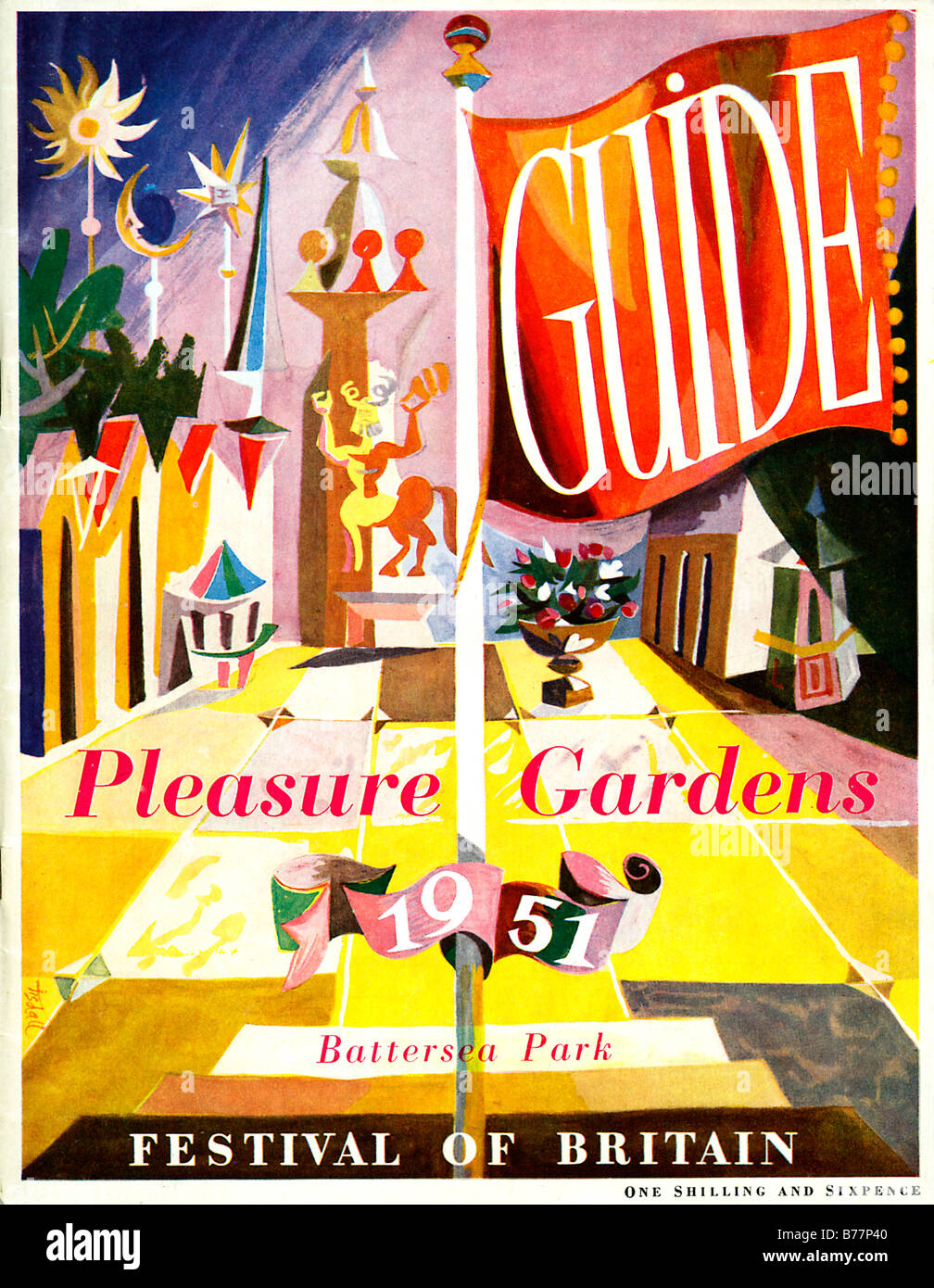 Battersea Park Festival di Gran Bretagna 1951 brochure per il Festival Pleasure Gardens Upcross in Battersea Foto Stock