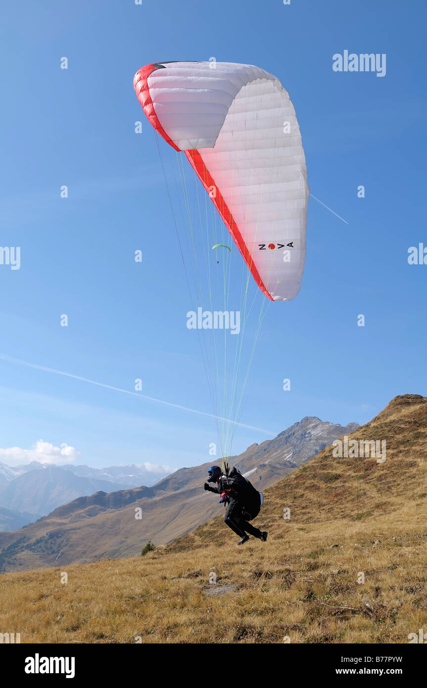 Parapendio decollo, Monte Cavallo, Vipiteno, Provincia di Bolzano, Italia, Europa Foto Stock