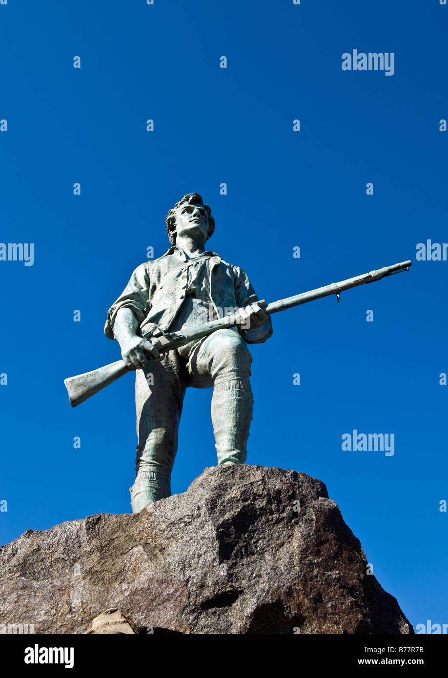 Minute man scultura battle green lexington ma sito di i primi scatti della rivoluzione americana Foto Stock