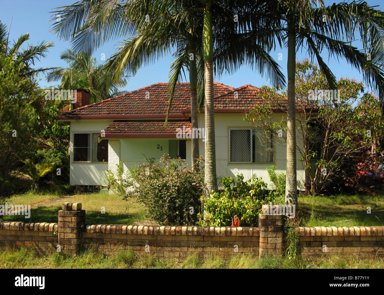 Vecchio stile anni cinquanta fibro tropical bungalow a Byron Bay Australia Foto Stock