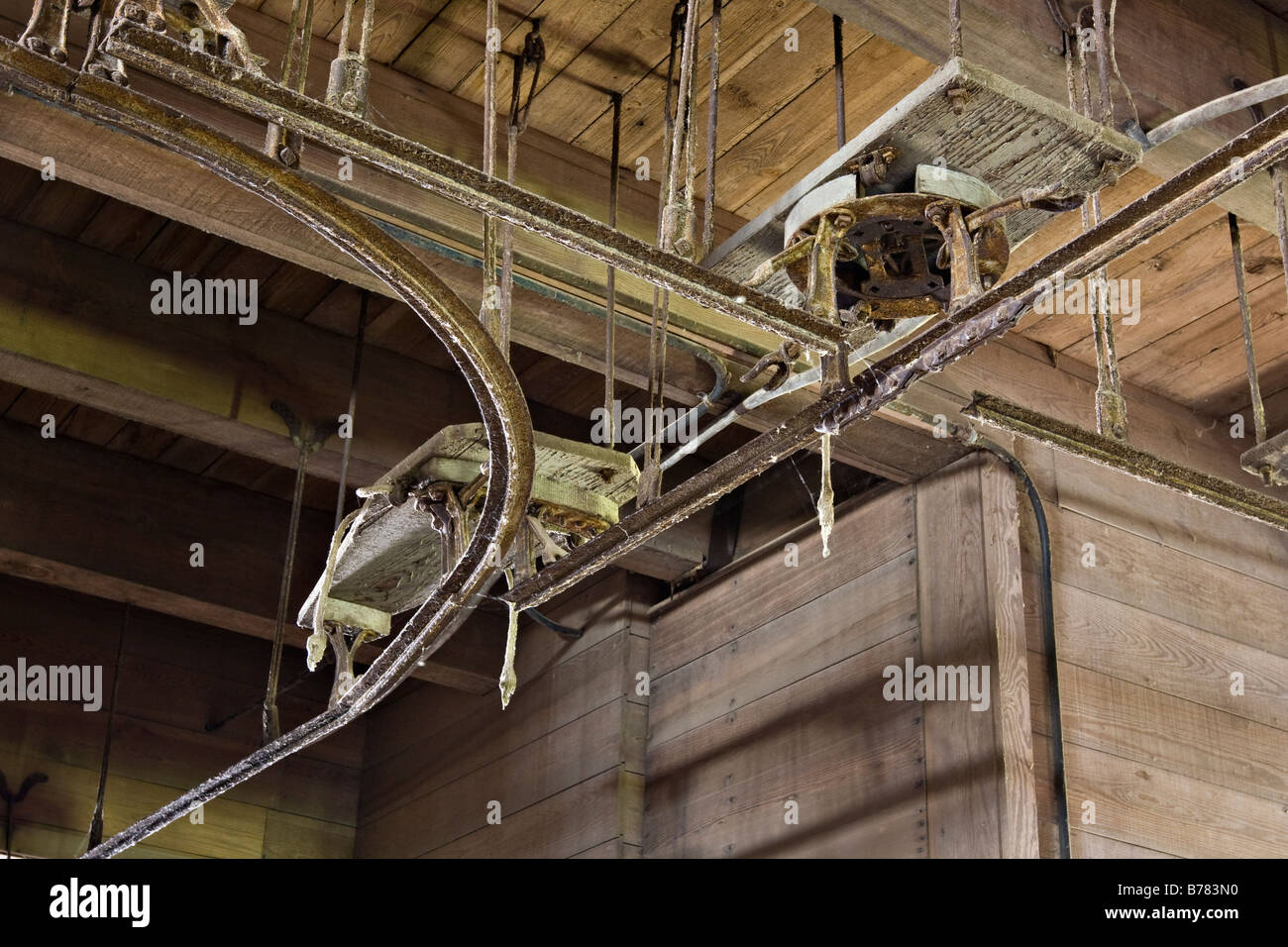 Questa è una raccolta dei rifiuti in uno dei granai a Longview fattorie, una storica fattoria in Lee's Summit, Mo. Foto Stock