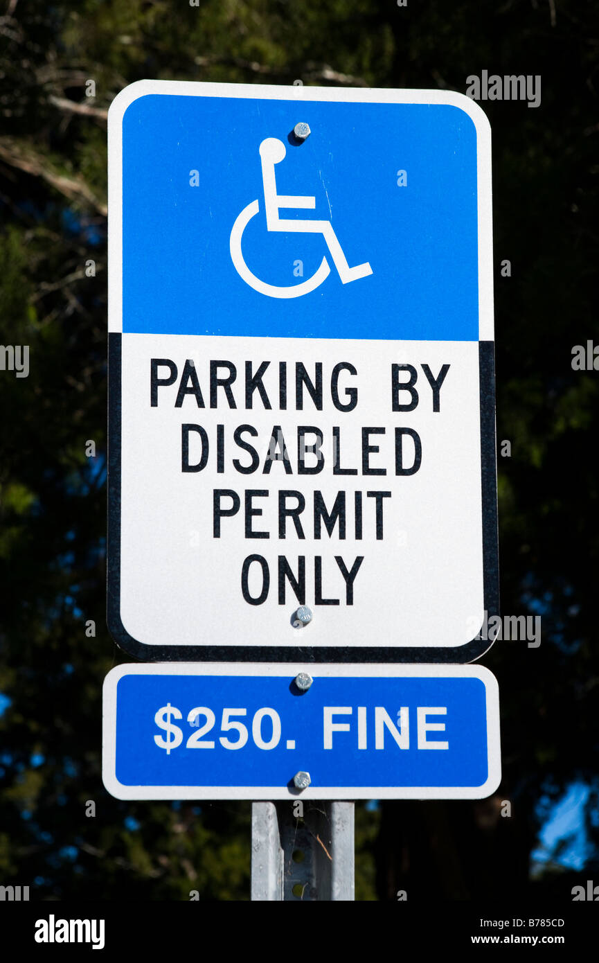 Parcheggio da disabilitare consentire solo segno, STATI UNITI D'AMERICA Foto Stock