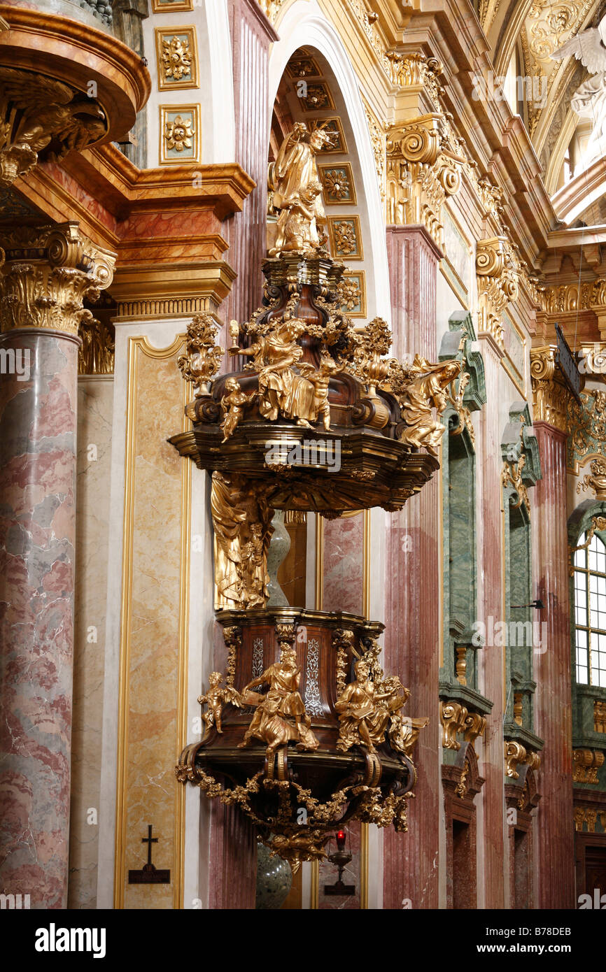 Il pulpito in Jesuitenkirche, la Chiesa Gesuita, città, Vienna, Austria, Europa Foto Stock