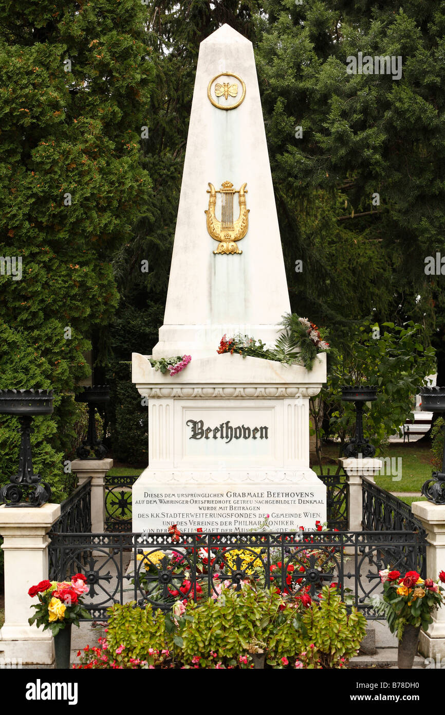 Ludwig van Beethoven pietra sepolcrale, Wiener Zentralfriedhof, cimitero, Vienna, Austria, Europa Foto Stock
