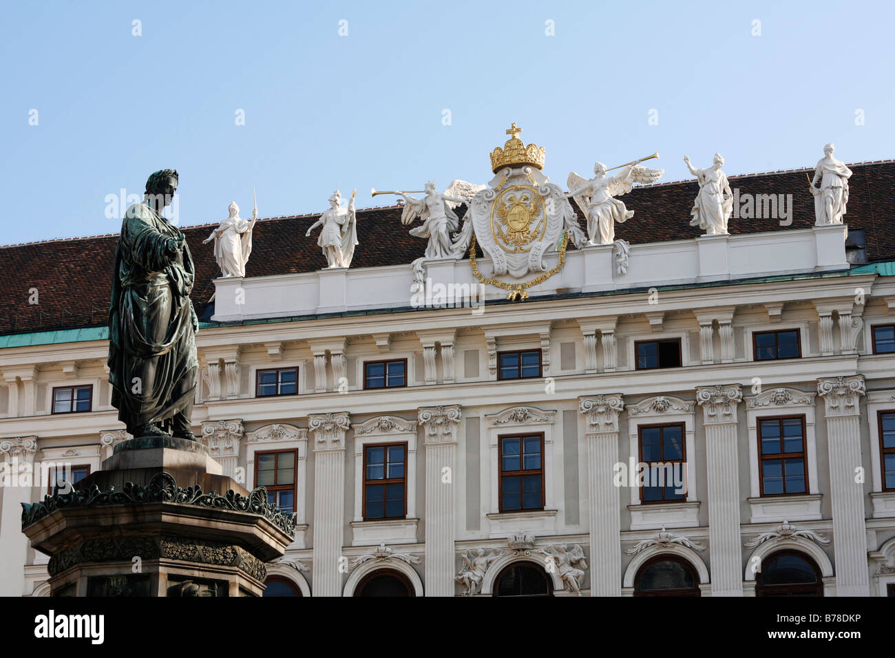 Statua di Franz I. nel cortile interno di Alte Burg, Vienna, Austria, Europa Foto Stock