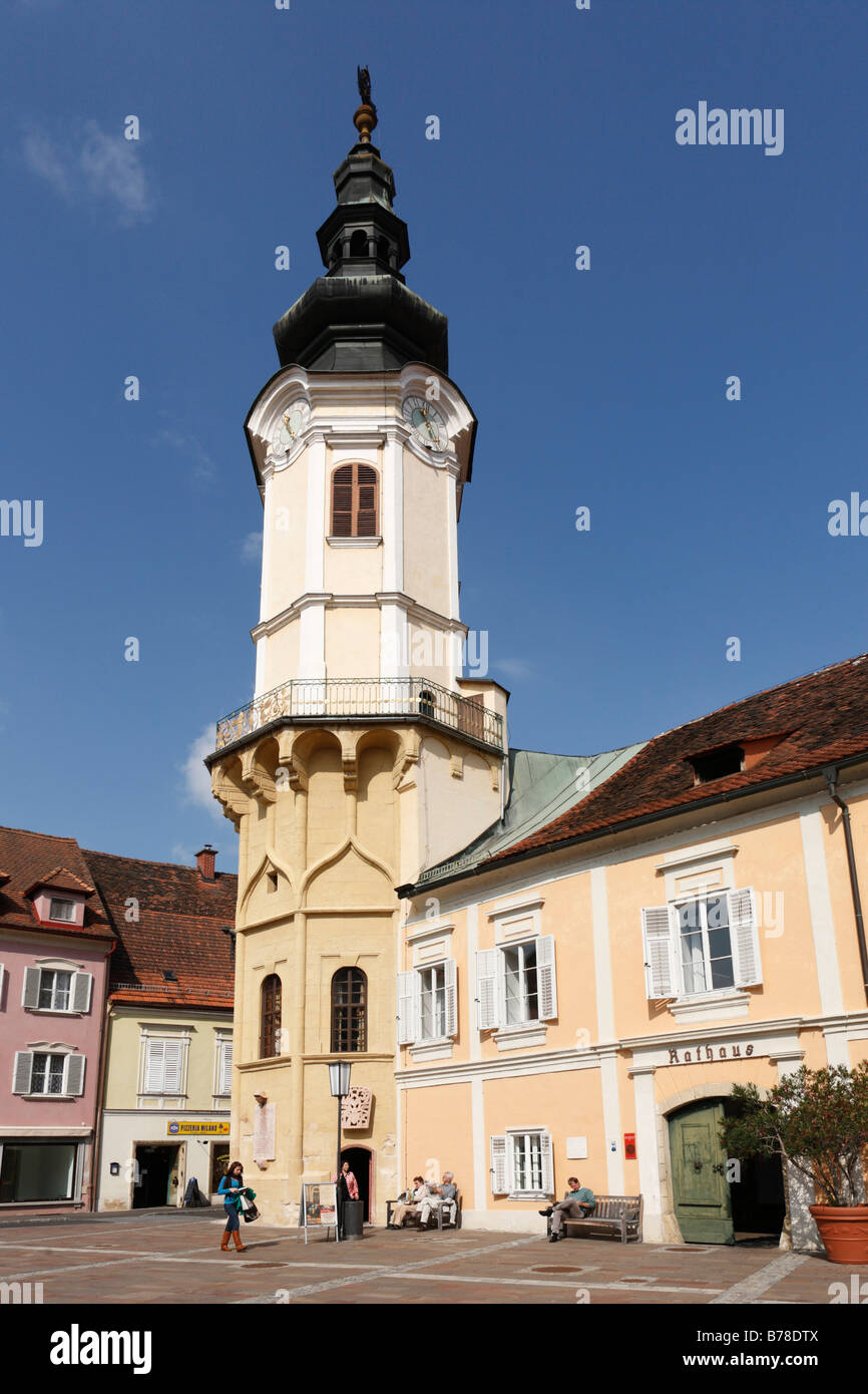 City Tower e il municipio, Bad Radkersburg, Stiria, Austria, Europa Foto Stock