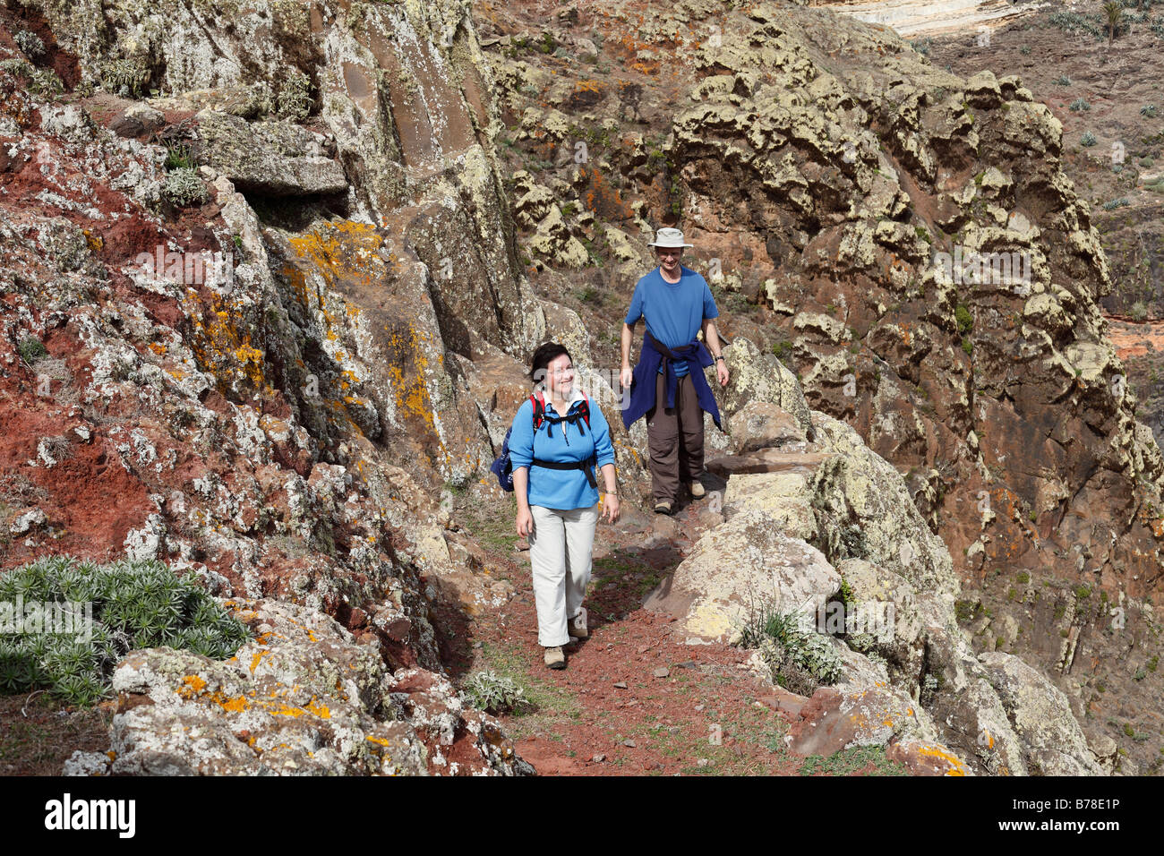 Gli escursionisti, Majona, La Gomera, isole Canarie, Spagna, Europa Foto Stock