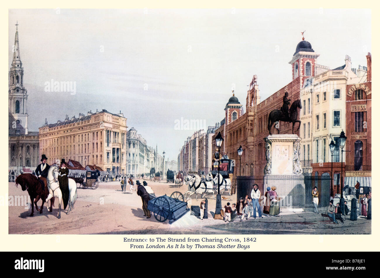 Ingresso per il filamento da Charing Cross 1842 acquerello da Thomas Shotter Boys dell'angolo di Trafalgar Square Foto Stock