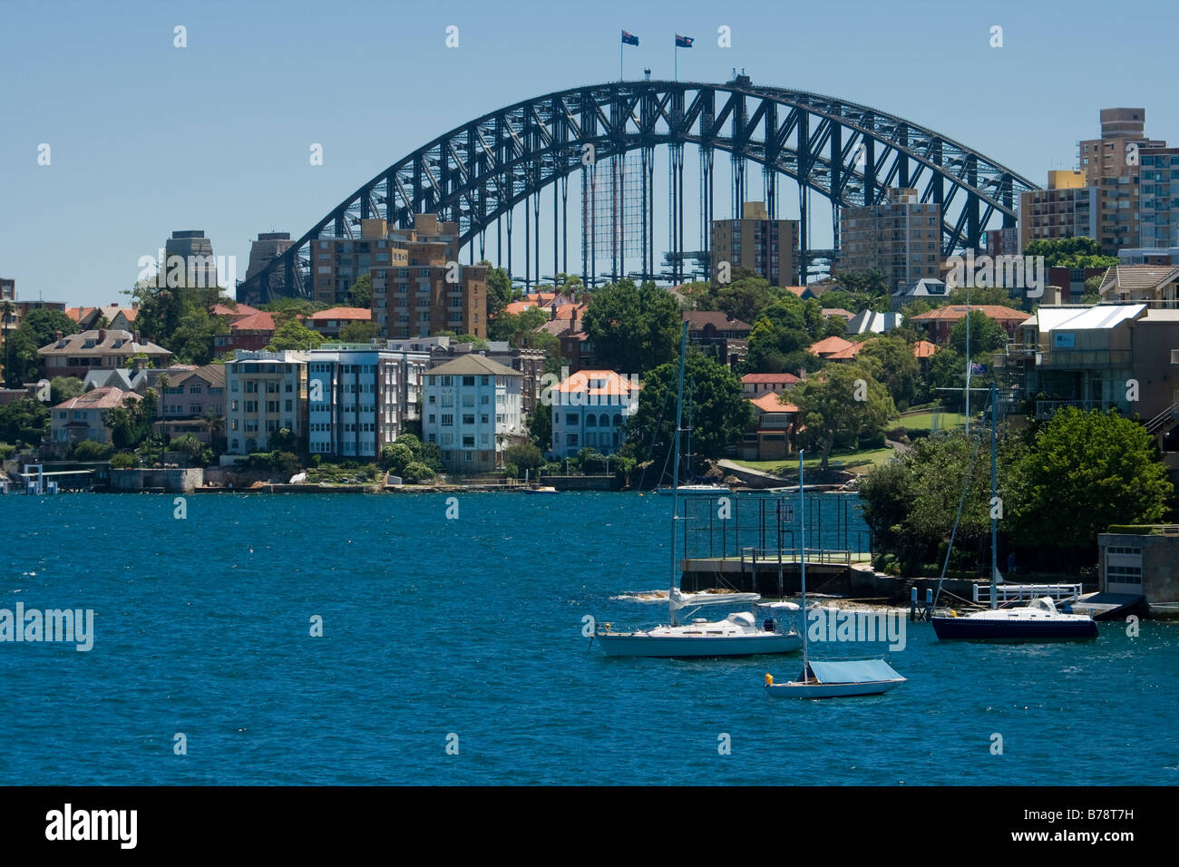 Il Sydney Harbour Bridge visto dal North Shore Foto Stock