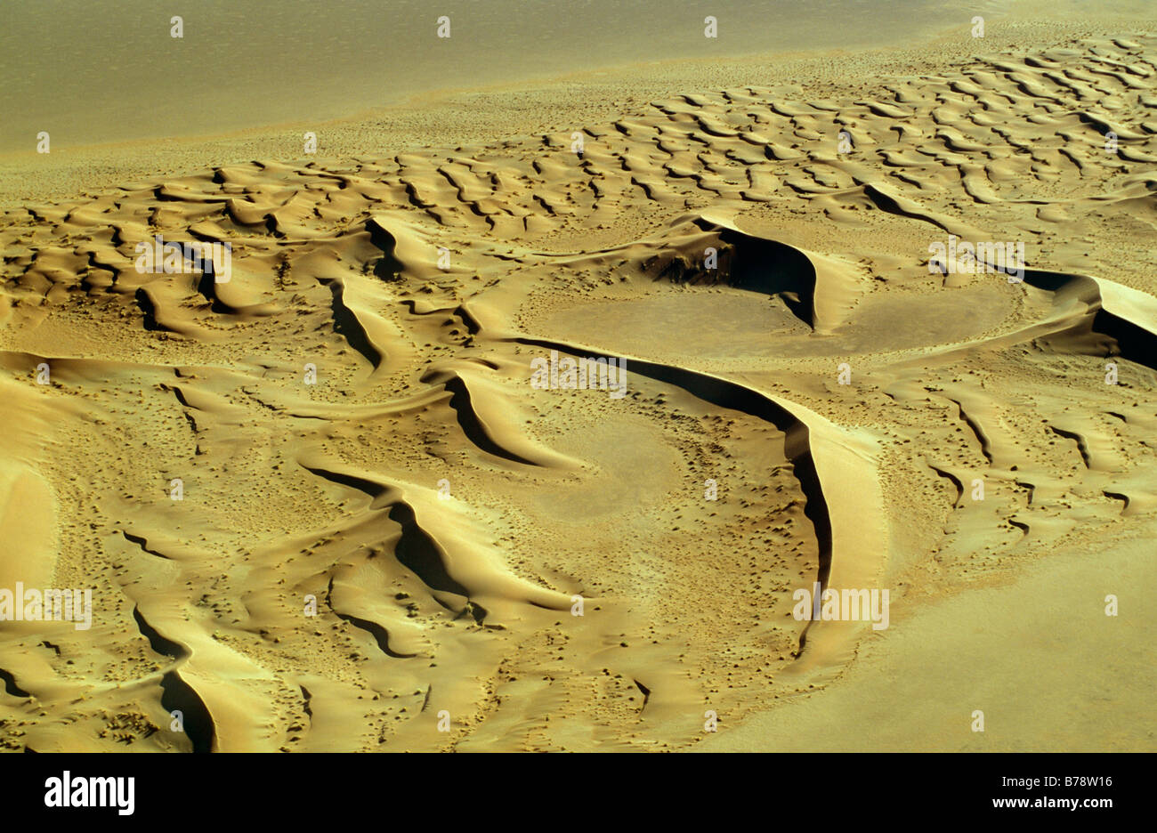 Vista aerea mostra dune di sabbia mezzaluna-sagomato Foto Stock