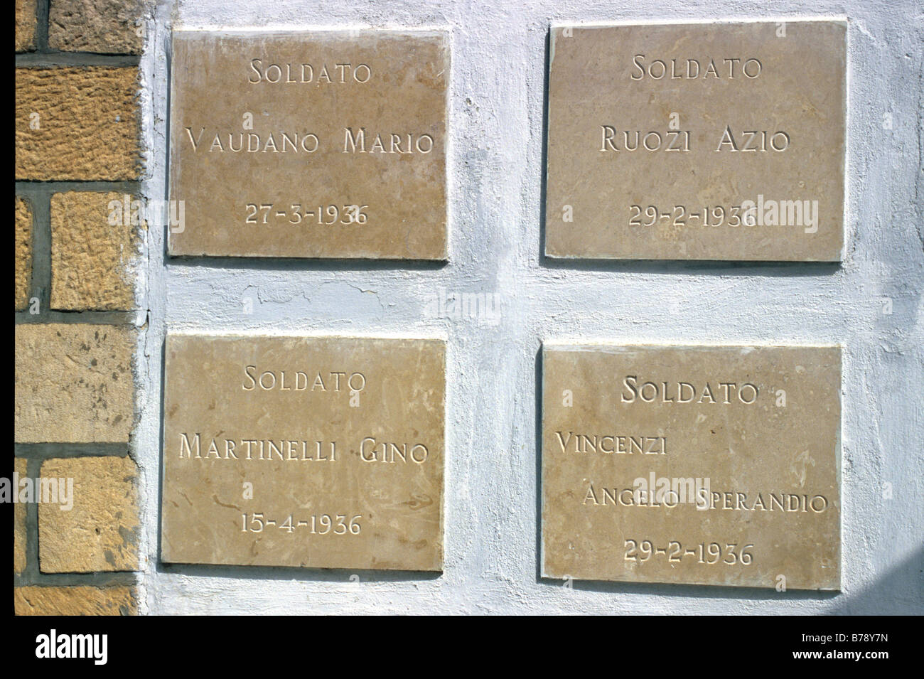 Lapidi al cimitero Militare Italiano Foto Stock