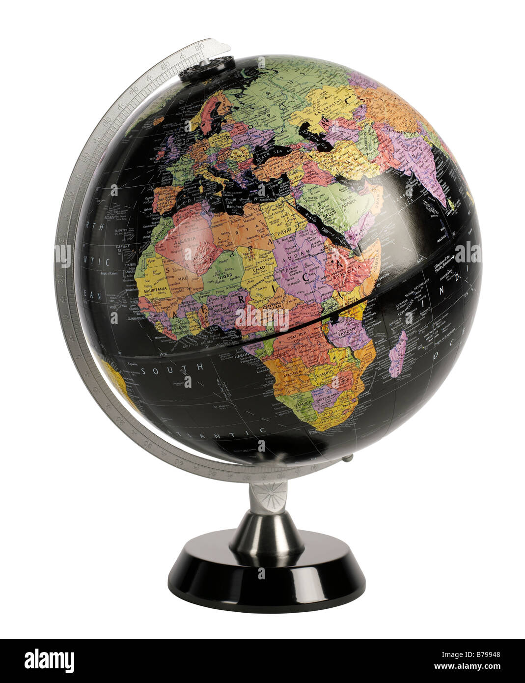 Mondo nero Globe Foto Stock