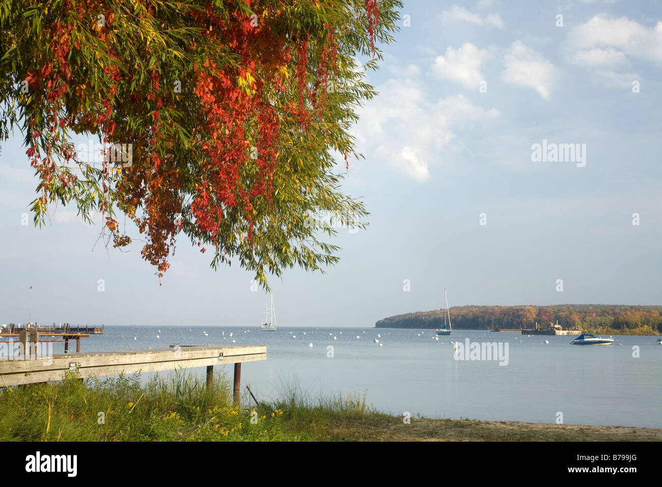WISCONSIN - area di ormeggio spento verde baia presso la città di pesce Creek nella contea di porta. Foto Stock
