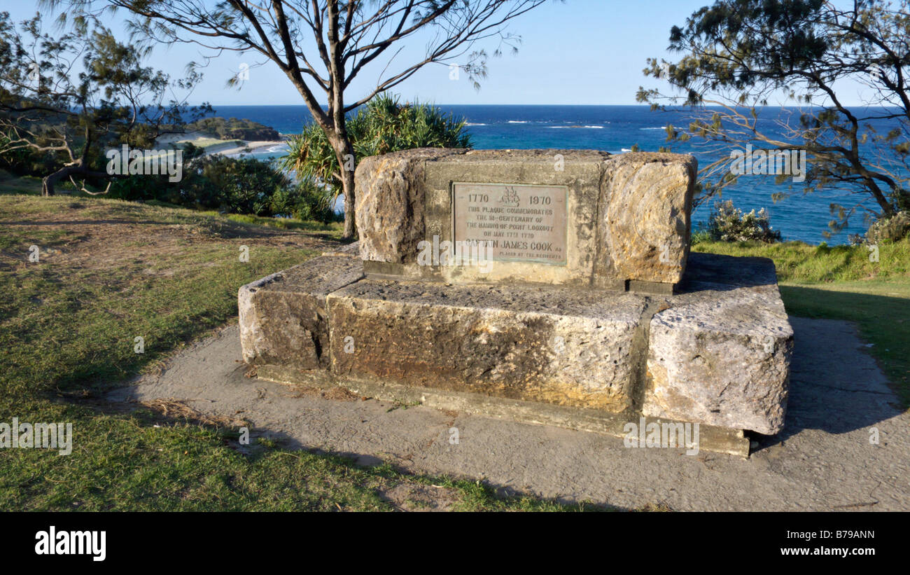 Captain Cook Memorial, Point Lookout, north Stradbroke Island, in australia Foto Stock