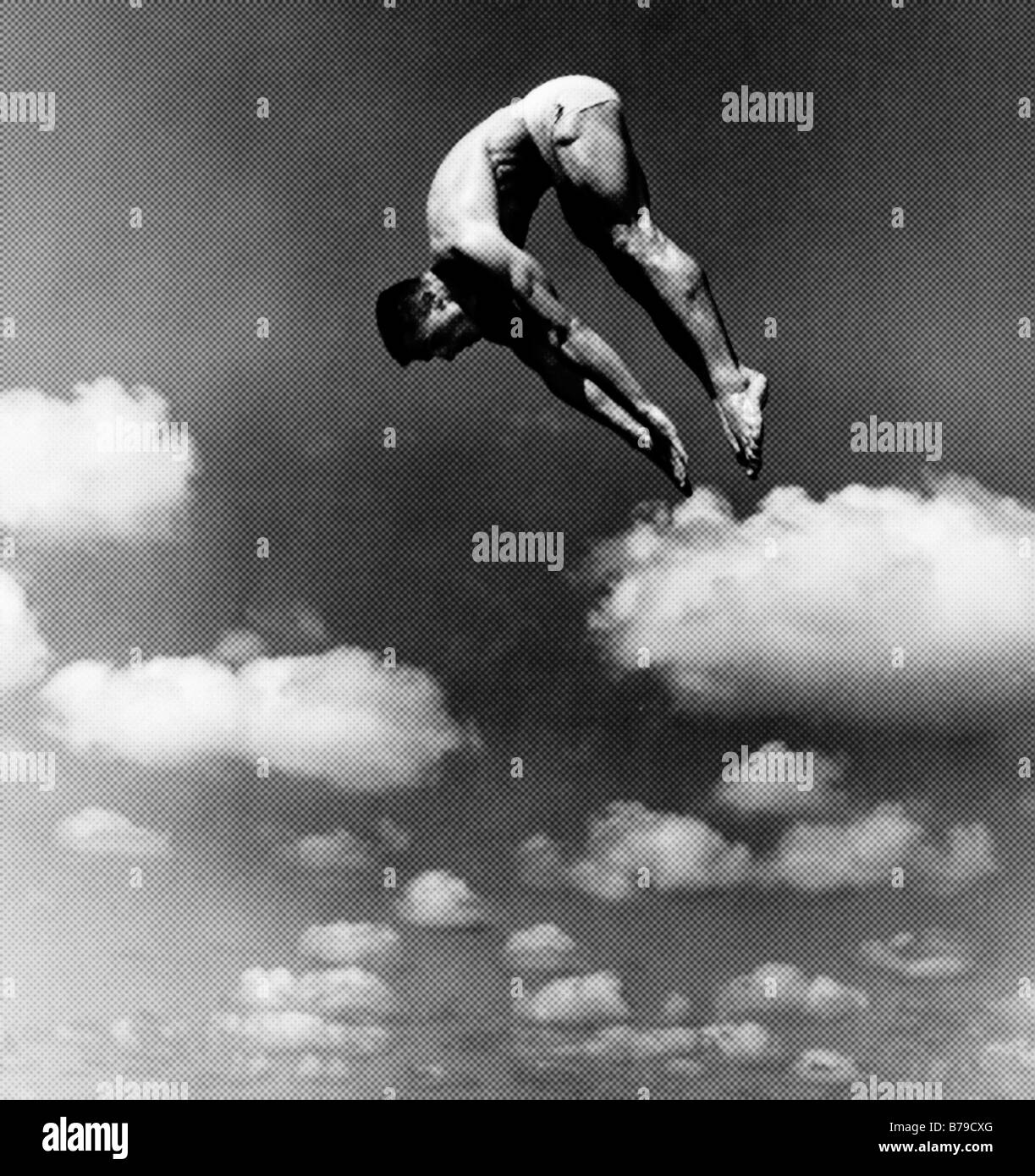 Sub maschio eseguendo un coltello jack dive Altered digitalmente Foto Stock