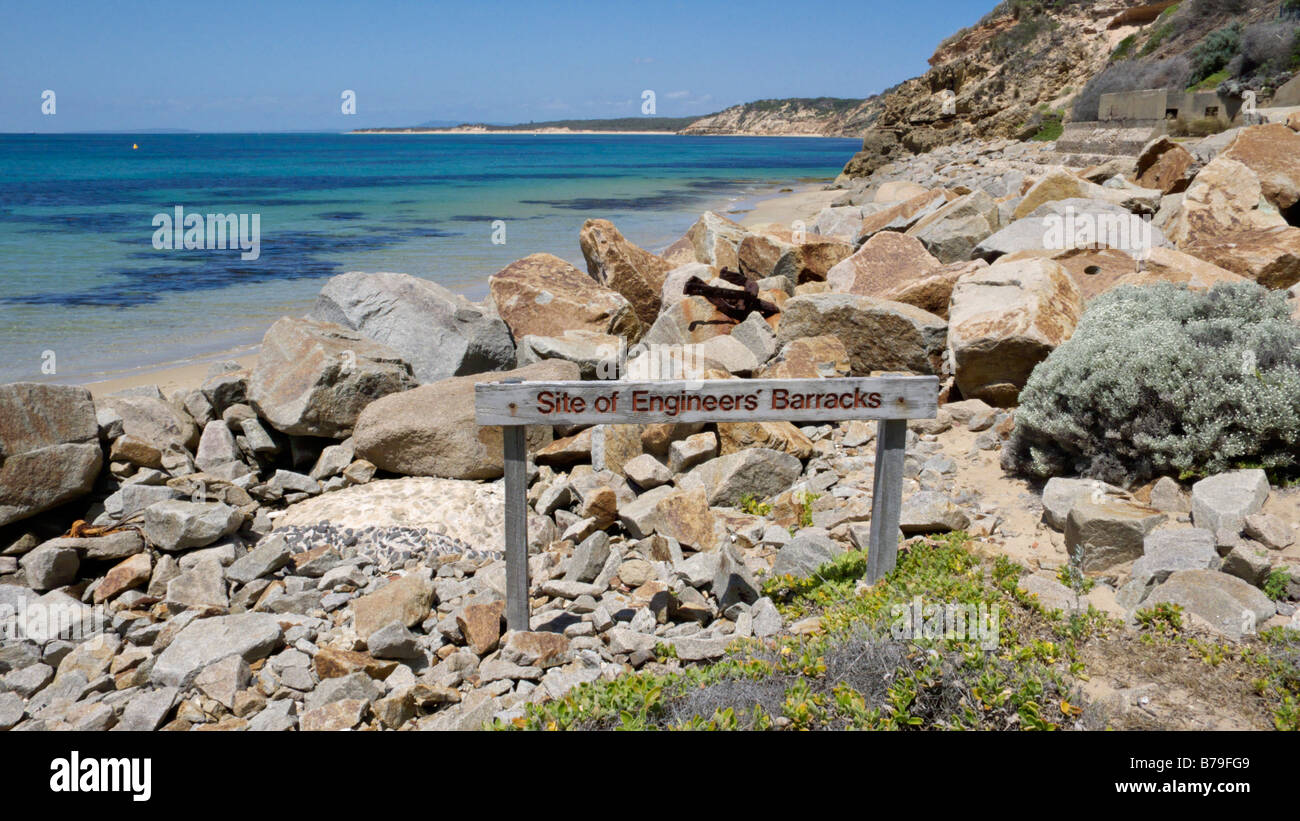 Gli ingegneri della caserma a Port Phillip Bay, Parco Nazionale Point Nepean, australia Foto Stock