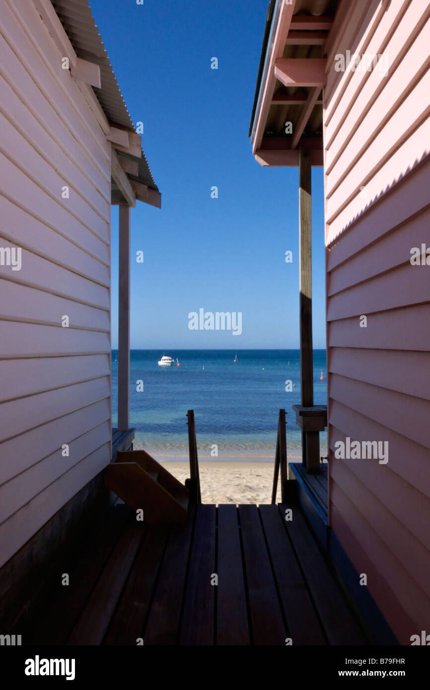 Spiaggia di capanne, portsea, australia Foto Stock