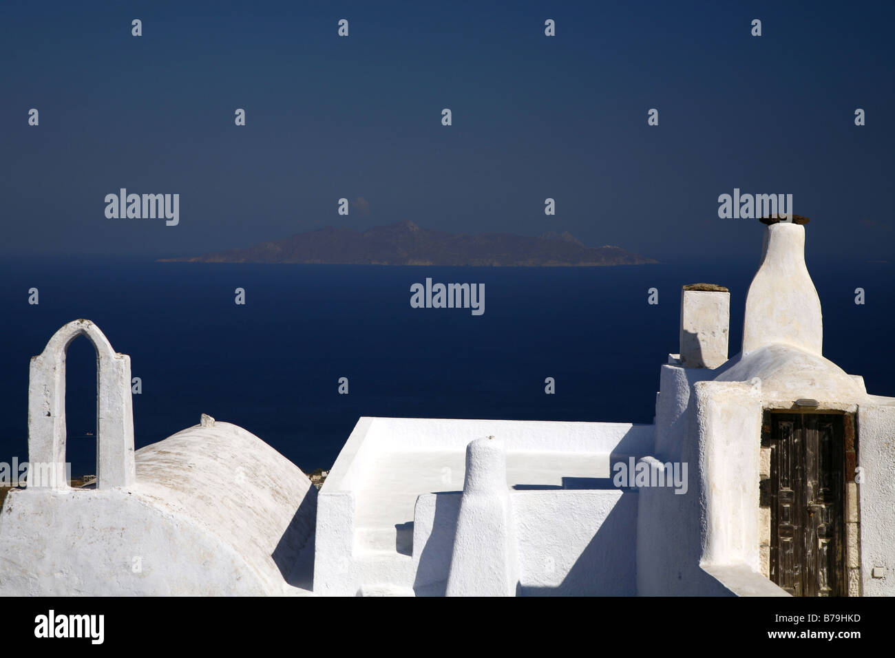 Santorini bianco e blu della Grecia Foto Stock