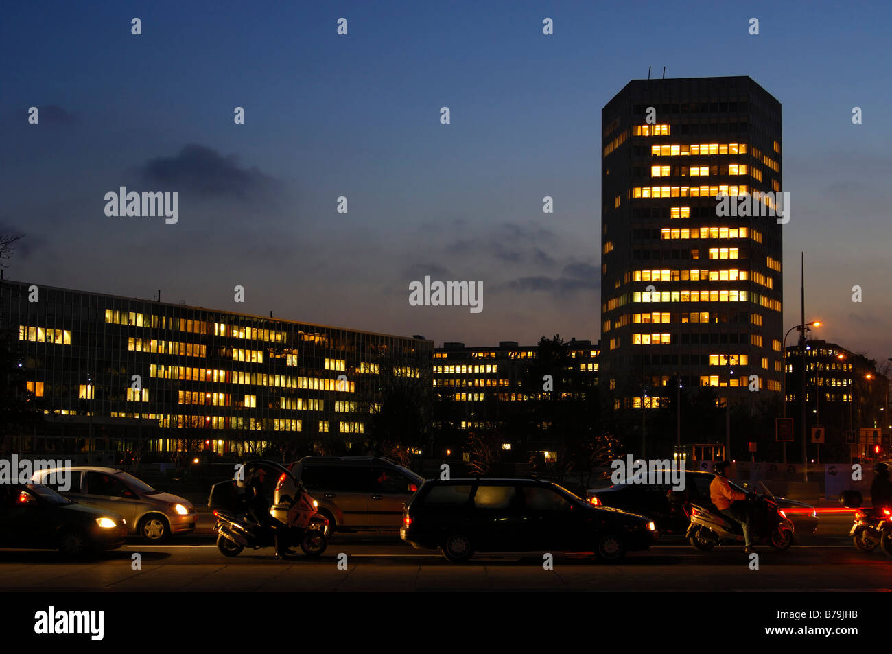 Sede dell'Unione internazionale delle telecomunicazioni, ITU, Place des Nations, Ginevra, Svizzera Foto Stock