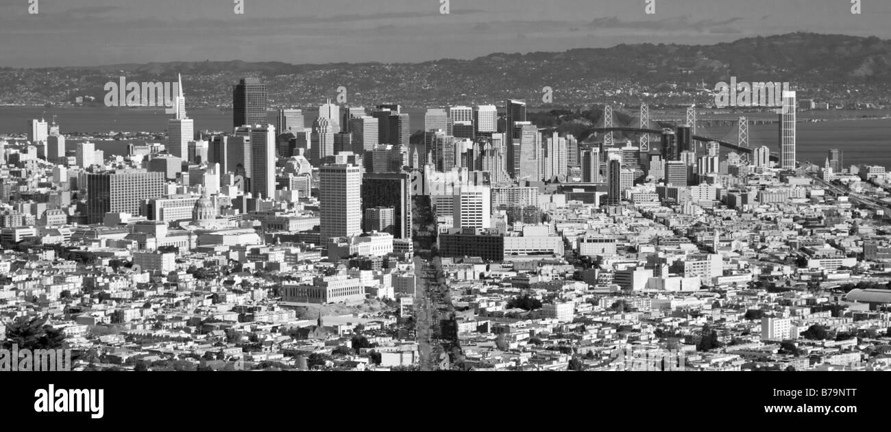 Skyline di San Francisco dal Twin Peaks USA Foto Stock