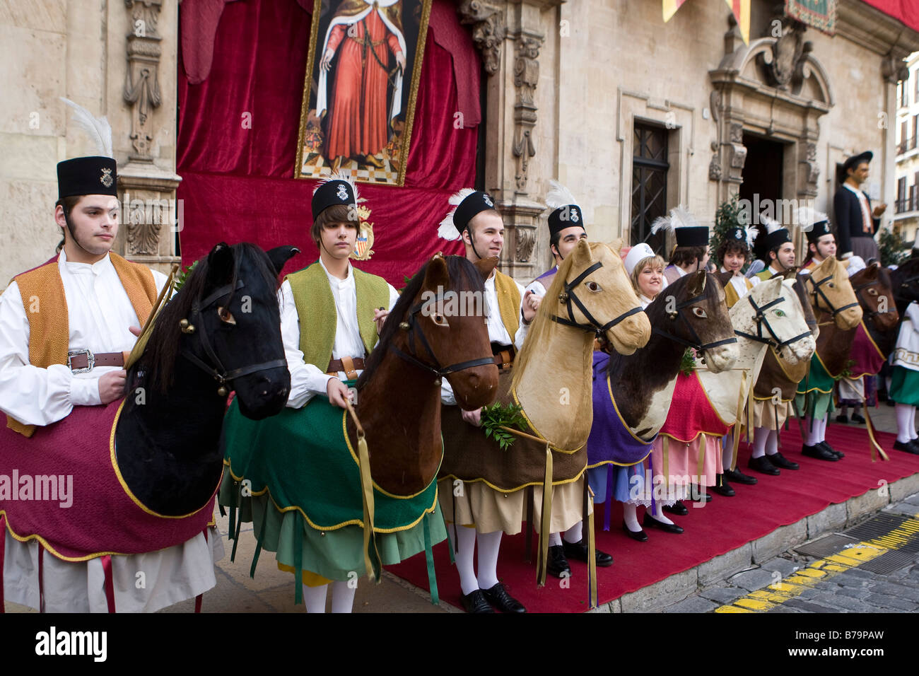 Els Cavallets, celebrare la Diada, o catalano Giornata Nazionale, in Palma di Mallorca Foto Stock