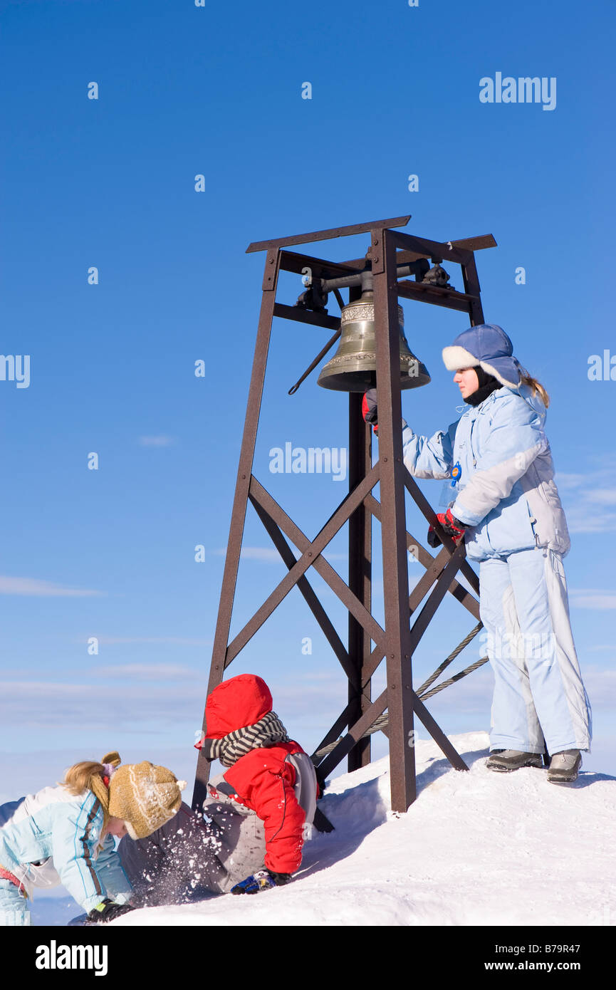 Campana commemorativa sul Kasprowy Wierch Zakopane Monti Tatra Regione di Podhale Polonia Foto Stock
