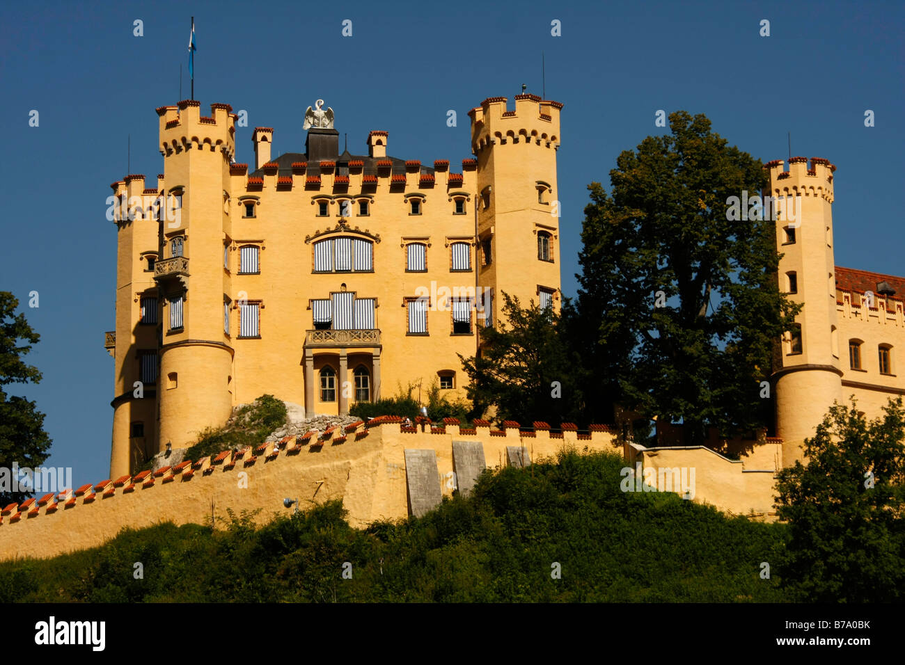 Il Castello di Hohenschwangau vicino a Schwangau in Algovia orientale, Baviera, Germania, Europa Foto Stock