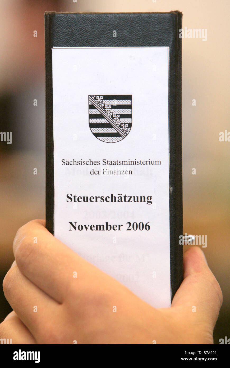 File di documento, file dell'Arbeitskreis Steuerschaetzung nel novembre 2006 in occasione di una conferenza tenutasi a Gmund sul Tegernsee, Baviera, G Foto Stock
