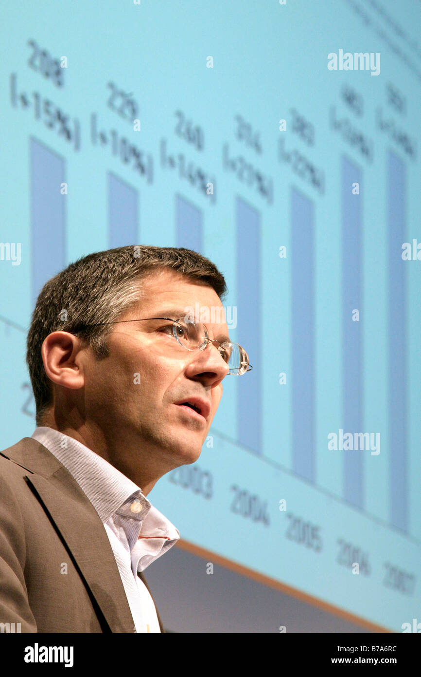 Herbert Hainer, presidente dell'Adidas AG, alla conferenza stampa sul bilancio del 05.03.2008 in Herzogenaurach, Foto Stock