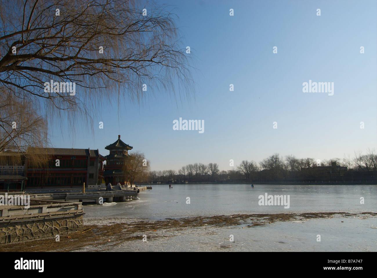 L'Houhai indietro parco del mare in inverno Pechino CINA Foto Stock