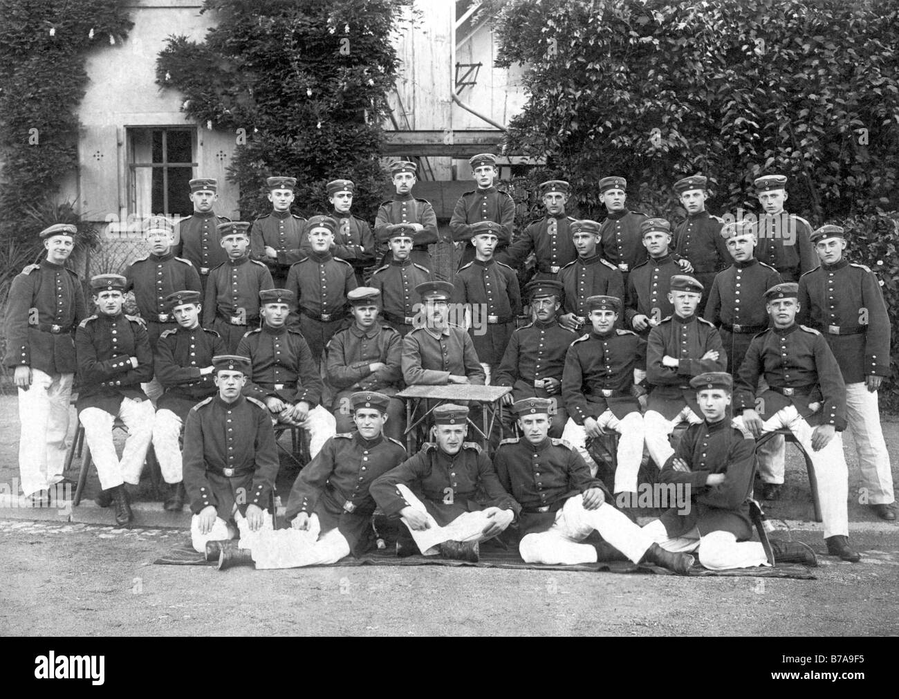 Foto storiche, la prima guerra mondiale, la foto di gruppo di soldati Foto Stock