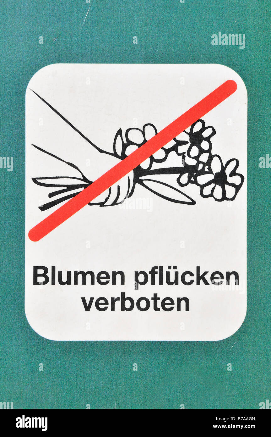 Segno, la raccolta di fiori è vietato Foto Stock