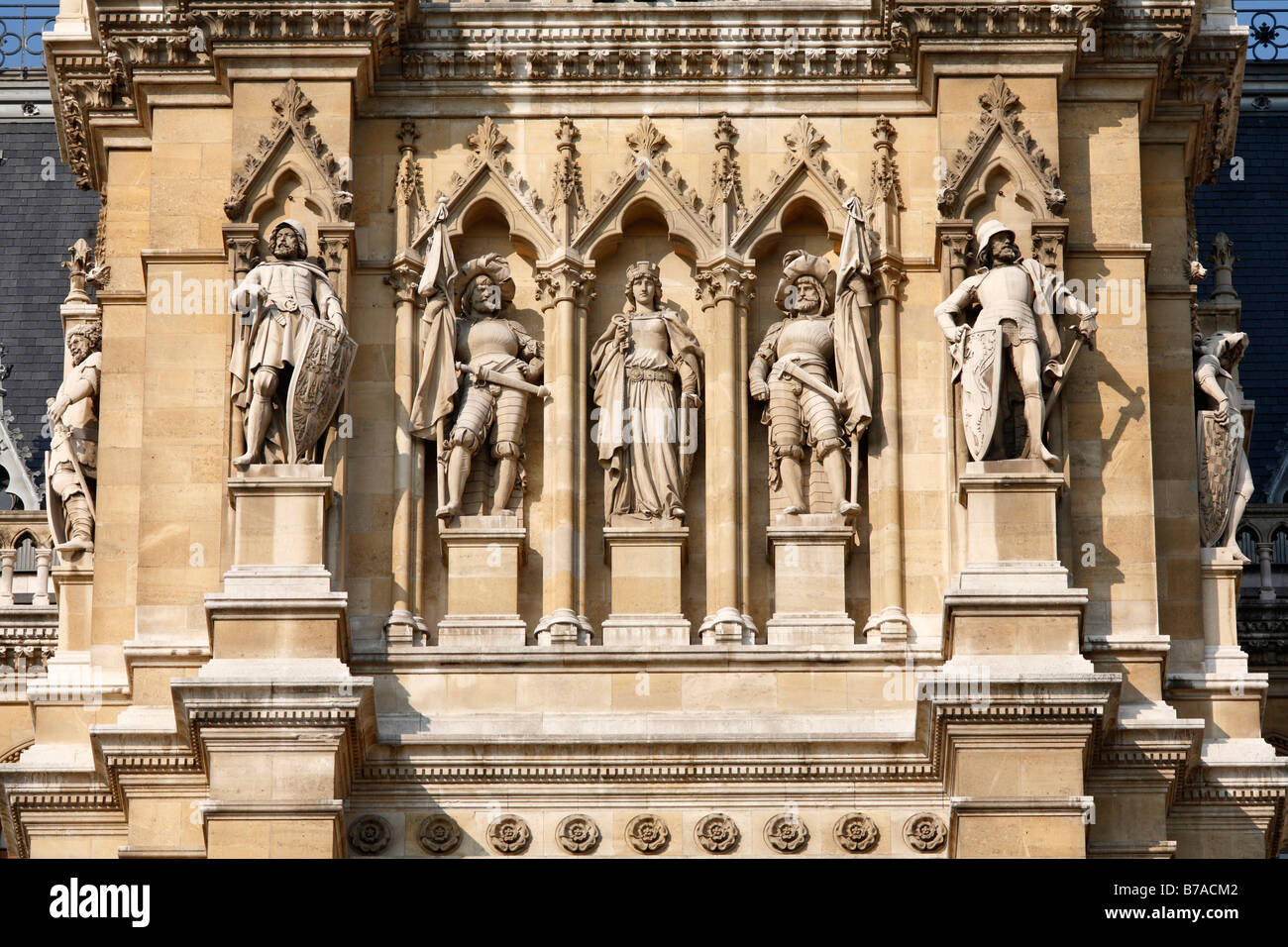 Dettaglio shot nuovo municipio facciata, Neues Rathaus, Vienna, Austria, Europa Foto Stock