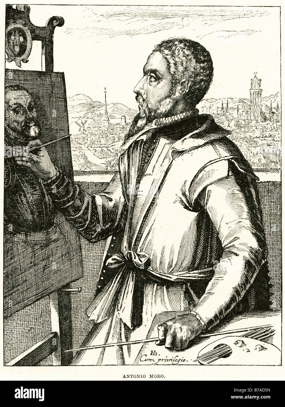 Antonio moro Sir Antonis Mor (c. 1520 - tra il 1576 e il 1578) era un ritratto Netherlandish painter, molto richiesti dalla corte Foto Stock