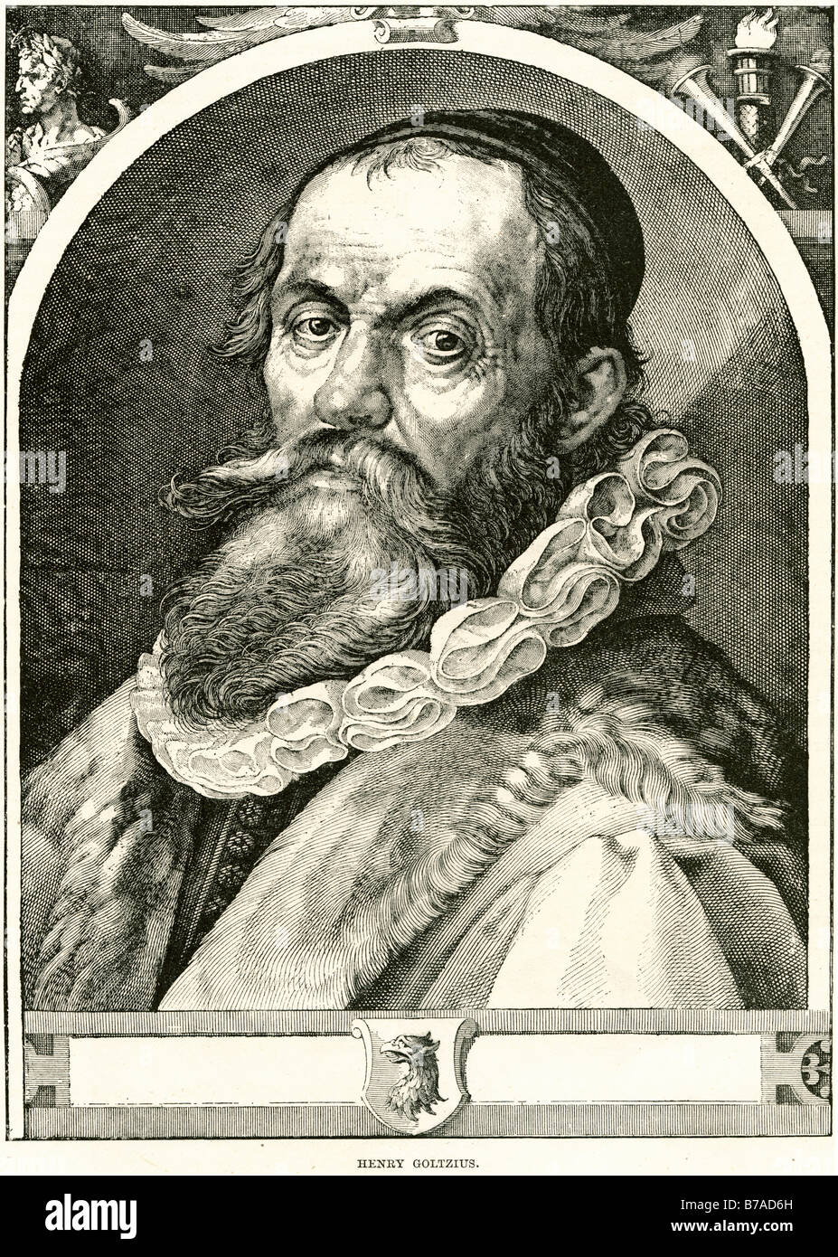Henry coltzius goltzius Hendrik Goltzius (gennaio o febbraio 1558 - Gennaio 1, 1617, Haarlem), era un incisore olandese, draftsma Foto Stock