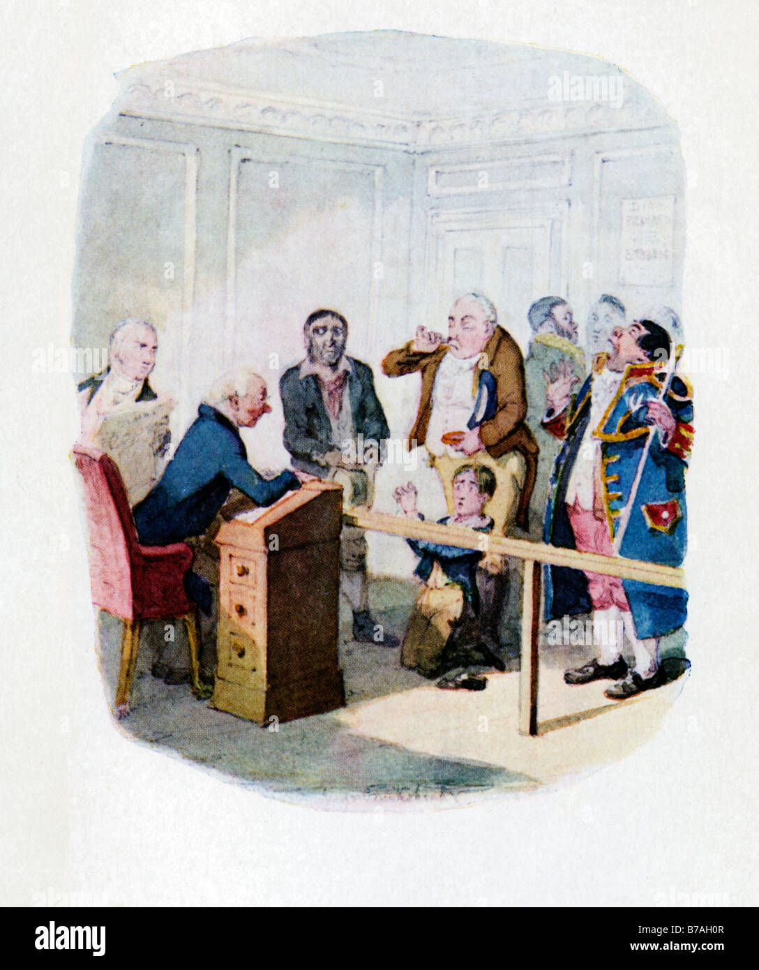 Oliver Twist Oliver Indenture sfugge alla scansione illustrazione originale da Cruikshank per il romanzo di Dickens del 1837 1839 Foto Stock