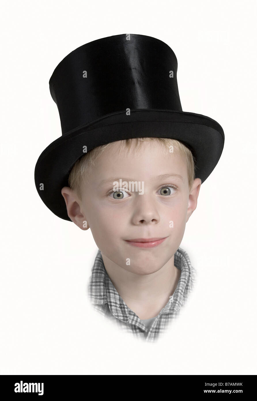 6-anno-vecchio ragazzo che indossa un cappello a cilindro, nostalgia Foto  stock - Alamy