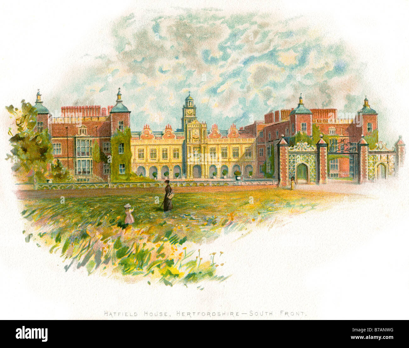 Hatfield House herfordshire sud giardino sala porta a parete Foto Stock