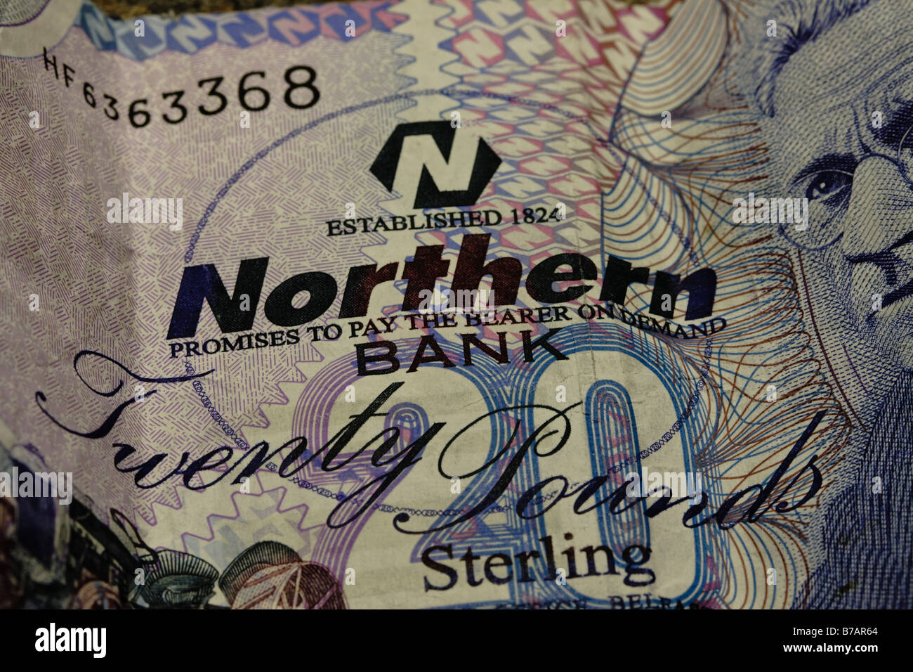 Northern Bank £20 nota Foto Stock