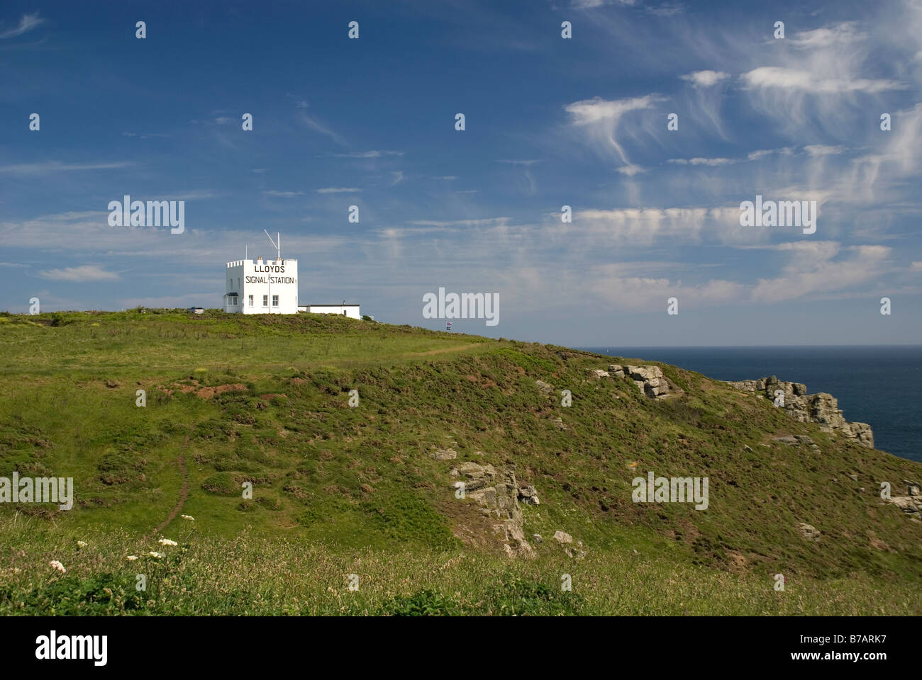 Lloyd's stazione di segnale a basso punto, la Lucertola Cornwall Regno Unito Foto Stock