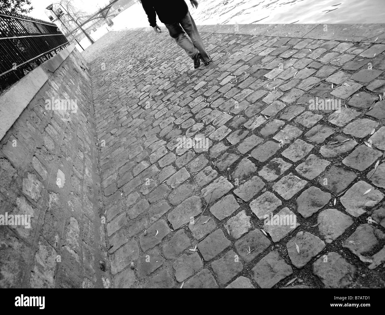 Camminando accanto alla Senna a Parigi Foto Stock