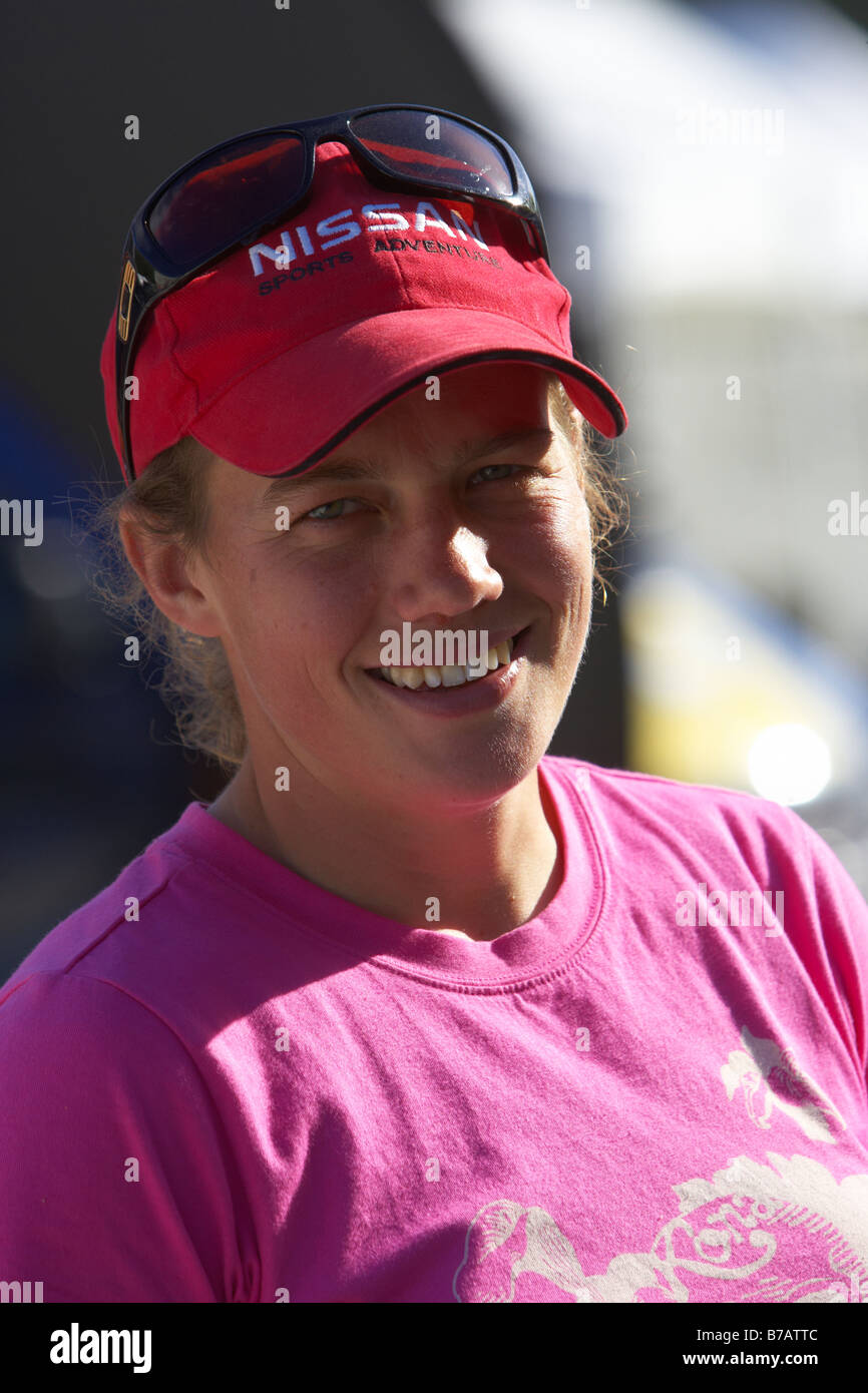 Tracy Moseley Downhill mountain biker a Fort William Scozia World Cup Giugno 2008 Foto Stock