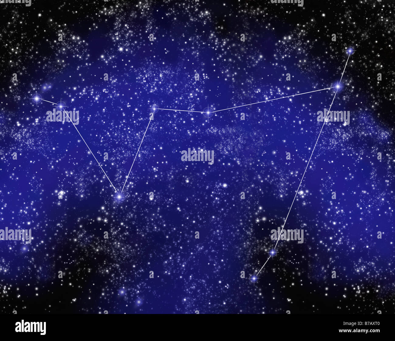 Profilo della costellazione del Capricorno nel cielo notturno Foto Stock