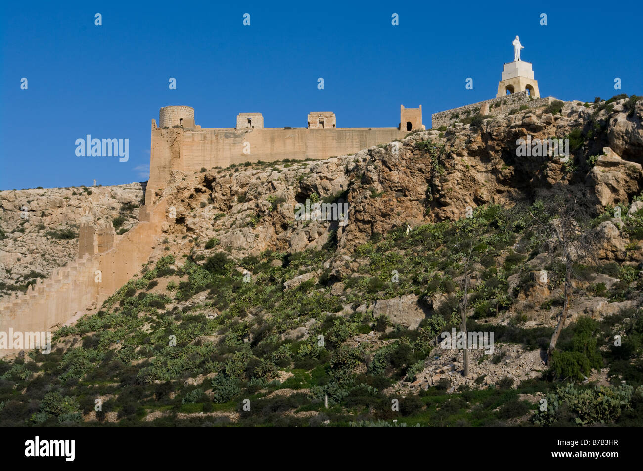La parete Jairan di La Conjunto Monumental de La Alcazaba Almeria Spagna Castelli Spagnoli Foto Stock