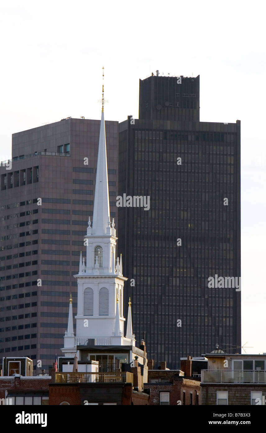 Old North Church steeple in Boston Massachusetts, STATI UNITI D'AMERICA Foto Stock