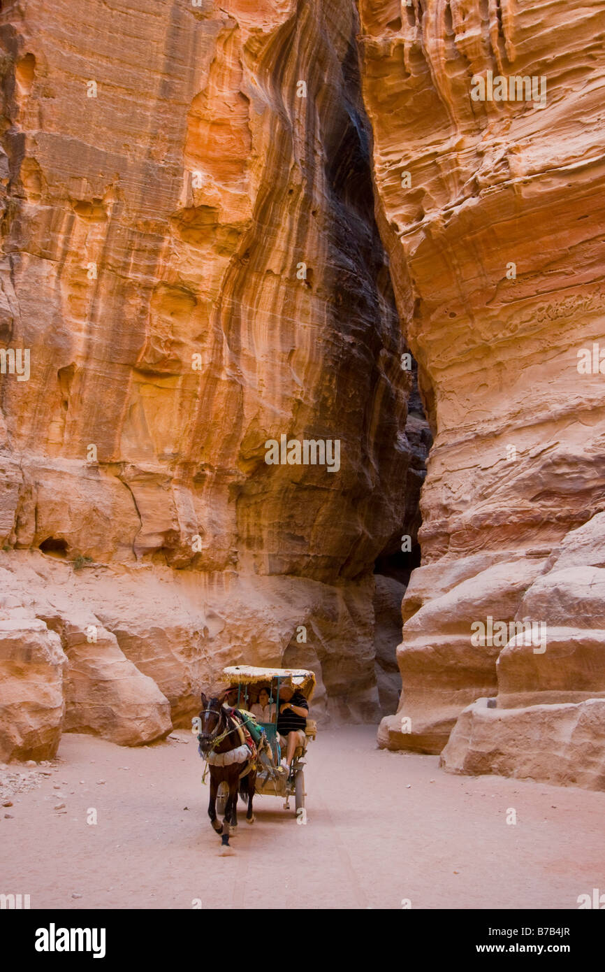 Carrozza a cavallo in Petra in Giordania Foto Stock