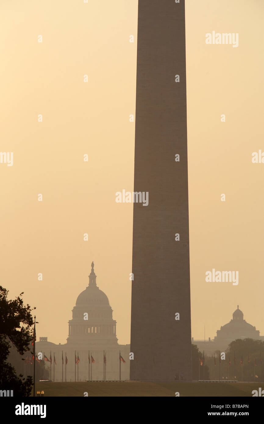 Washington Momument & US Capitol, Washington D.C., USA Foto Stock